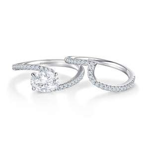 Fine Jewelry Wholesaler 925 Sterling <b>Silver</b> engagement <b>Ring</b> Oval Cut Zircon Stone Eternity Band <b>Ring</b> Set Rhodium Plated Original - Product Image 3