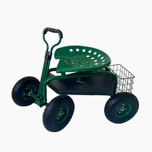 Garden Tool Cart With Adjustable Seat And <b>Inflatable</b> Wheels For Outdoor Use - Product Image 4