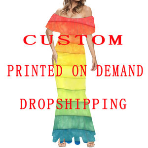 Marquesas island – robe de polynésie française pour femmes, épaules dénudées, moulante, Maxi, à volants, robes de fête de mariage, MOQ2 - Product Image 5