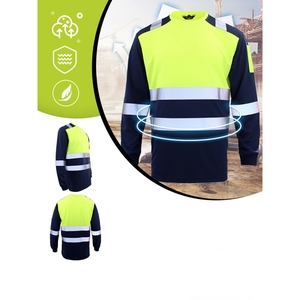 عالية الوضوح البوليستر قميص العمل طويل الأكمام شعار قابل للتخصيص عاكس السلامة مرحبا فيس ملابس العمل - Product Image 3