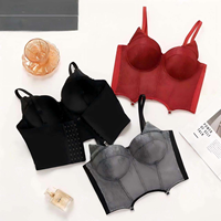 Bustier Corset Court Sculptant pour Femme à Bretelles Dos Ouvert et Fermeture Éclair au Dos