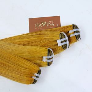 Extensiones de pelo de trama rubia al por mayor, mechones de pelo humano de Vietnam Remy 100%, pelo de tejido recto de trama doble para uso en salón - Product Image 3