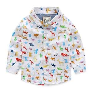 Vêtements de boutique pour enfants en gros, chemises de pêche à manches longues pour enfants, imprimées avec des animaux 3D, tissus doux - Product Image 1