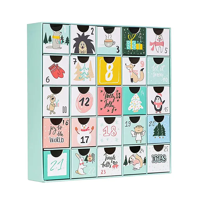 HEISS! Guangdong Factory Custom Design Geschenk box Beauty Kosmetik verpackung Countdown Cartoon Weihnachts papier box