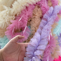 Ruban de dentelle élastique de 8CM de large, bordures plissées, maille plissée, Tulle, couture, bricolage, artisanat, robe de bébé, vêtement à volants
