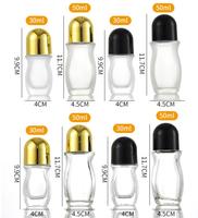 Bouteille cylindre en verre de 30/50ml, déodorant, avec capuchon, boule de roulettes noir ou blanc personnalisable, vente en gros, pièces