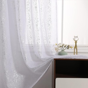 Lusso lamina d'oro Glitter trasparenti tende grigio oro tessuto <span class=keywords><strong>con</strong></span> Grommet in stile moderno finestre piatte per casa soggiorno Cafe - Product Image 4