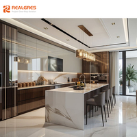 Realgres Armoire de cuisine résidentielle pliable automatique à mur de verre simple avec tiroir à fermeture amortie