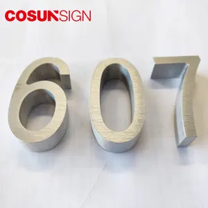 Cosun massiver flach geschnittener Aluminium buchstabe massiver Messing nummer und Buchstabe gebürsteter Gold buchstabe für Wand schild