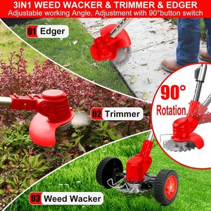 Elettrico Wacker Wacker regolabile Cordless Weed Eaters 3 in 1 elettrico filo Trimmer <span class=keywords><strong>prato</strong></span> con due batterie, giardino, giallo - Product Image 6