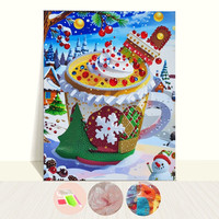 Peinture Diamant 5D DIY Faite Main Thème Noël Dessin Animé, Kit Complet avec Cadre, Idéal pour Enfants Débutants, Décoration Maison, Cadeaux de Fêtes