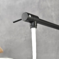 Robinet de remplissage de casseroles noir mat mural pliable à double articulation avec bras pivotant pour cuisinière de cuisine, mitigeur monocommande