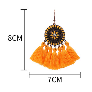 Flower Pattern <b>Drop</b> <b>Earrings</b> <b>Red</b> Tassel Vintage Alloy Women's Party Jewelry - Product Image 2