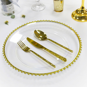 Plato Decorativo de Plástico Transparente Acrílico con Borde Dorado, Diseño Retro de Lujo para Cargador de Tablet - Product Image 2