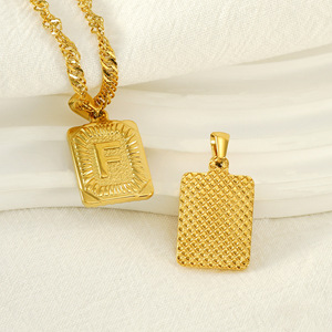 Zogxin Stainless Steel Letter Necklace 18K Gold Plated Square Pendant Fashion Jewelry For Women Gift Business Occasion - Product Image 3