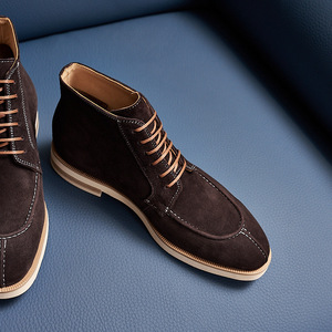 Bottes courtes professionnelles rétro faites à la main pour hommes, en cuir respirant et antidérapant, à bout carré et tige haute tendance - Product Image 5