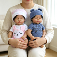 Reborn-Babypuppe, 18 Zoll, dunkle Haut, geschlossene Augen, eingewurzeltes Haar, weiches Vinyl, offener Mund, waschbar, Begleitpuppe, Komfortgeschenk