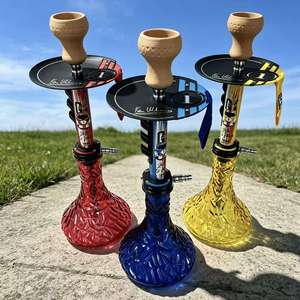 Set de Hookah Personalizado con Base de Vidrio Acanalado, Soporte Metálico y Cazoleta de Cerámica para Lounge Bar - Product Image 5