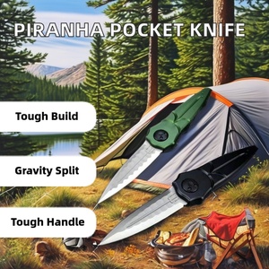 มีดพับพกพา Piranha Lockless ด้ามอลูมิเนียม มีดพับสำหรับกิจกรรมกลางแจ้ง เหล็ก D2 ระบบกลไกการเปิด-ปิดแบบแยกส่วน มีดสำหรับตั้งแคมป์ - Product Image 2