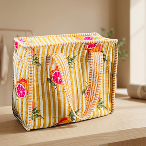 Sac fourre-tout en coton matelassé à fleurs Veer Handicrafts avec fermeture à glissière, grande capacité pour les courses quotidiennes, les voyages et la plage - Product Image 4