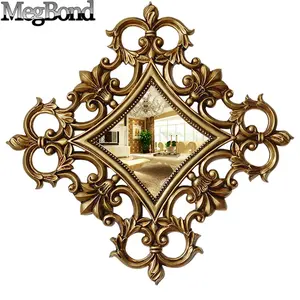 Espelho de parede decorativo europeu clássico dourado antigo, espelho decorativo pequeno para parede