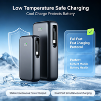Mini batterie externe portable avec câble Type C rétractable intégré, charge rapide bidirectionnelle 22,5 W, affichage numérique LED, idéale pour l'avion
