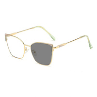 Gafas de ojo de gato con luz anti-azul, monturas de gafas ópticas de Metal a la moda para ordenador, gafas al por mayor, gafas para mujer