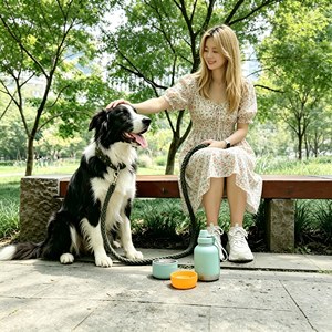 Gamelle portable 3 en 1 en acier inoxydable avec logo personnalisé pour animaux de compagnie, bouteilles de voyage pour nourriture et eau pour chats et chiens - Product Image 3