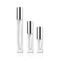 Flacon mini décanteur rectangulaire transparent personnalisé en gros avec applicateur pulvérisateur, faible MOQ, atomiseur 3 ml à bouchon à vis, forme plate pour parfum