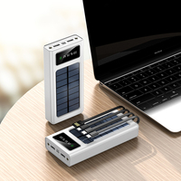 Batterie externe portable 20000mAh, charge solaire, écran LED, câble de charge rapide 2A, matériau ABS, capacité 5W, puissance de sortie