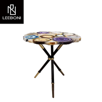 Marque italienne Table basse moderne de luxe en marbre Table à thé ronde Table d'appoint en marbre d'agate