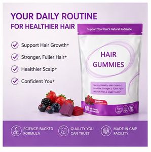 Gummies à la biotine pour la croissance des cheveux pour femmes, saveur fruits rouges, pour des cheveux plus épais, des ongles et une peau plus forts, complément vitaminique - Product Image 6
