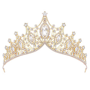Tiara de fiesta de cumpleaños de cristal de moda, corona de Reina Retro adecuada para niñas, corona nupcial de boda de Graduación - Product Image 4