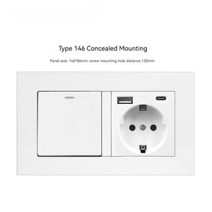 Interruptor de Luz Empotrado en Pared de Diseño Elegante con Marco de Vidrio Brillante, Estándar Europeo 86*86, 2 Botones, 1 Ví<span class=keywords><strong>a</strong></span>, en Colores Blanco, Negro, Gris y Dorado - Product Image 5