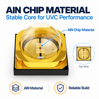 Diode UVC industrielle 260nm 280nm 600mW 5V 6V, puce AlN 100mA, source de lumière de désinfection invisible à 60 degrés, perle LED UVC