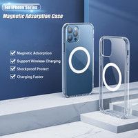 Étui de téléphone sans fil de luxe pour iPhone 17 16 15 14 13 12 11 Pro Max X XR XS SE 2020 22 Mini étui transparent magnétique