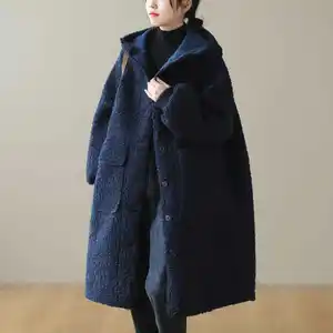 Wholesale 2023 Winter New Loose Hooded Warm Cotton Coat Lamb Plush Mid Length Versatile Women's Coat