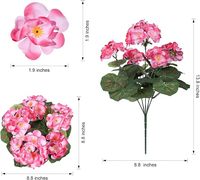 YM Bunga Begonia Simulasi Tahan UV Laris Manis, Buket Bunga Geranium Artifisial untuk Dekorasi Beranda, Taman, Balkon, dan Halaman