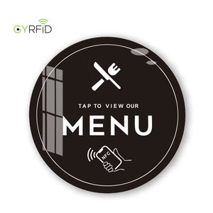 Logotipo de impresión personalizado NFC toque para ver el menú digital Google Review Stand restaurante acrílico NFC menú Mesa pegatina - Product Image 1