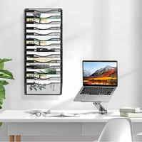 Organizador de Archivos de Oficina de Metal con 10 Bolsillos, para Montar en la Pared, con Soporte para Carpetas Colgantes, Recubrimiento en Polvo, Color Personalizable