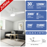 Ventilador de Techo 1stshine de 42 Pulgadas con Asistente de Voz por Aplicación Móvil, Control Remoto y Luz, Diseño Contemporáneo con Aspas de ABS