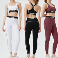 Ensemble de yoga 2 pièces pour femme, style créateur de mode, comprenant un débardeur de sport et un legging taille haute, vêtements de sport élastiques pour le fitness et l'entraînement