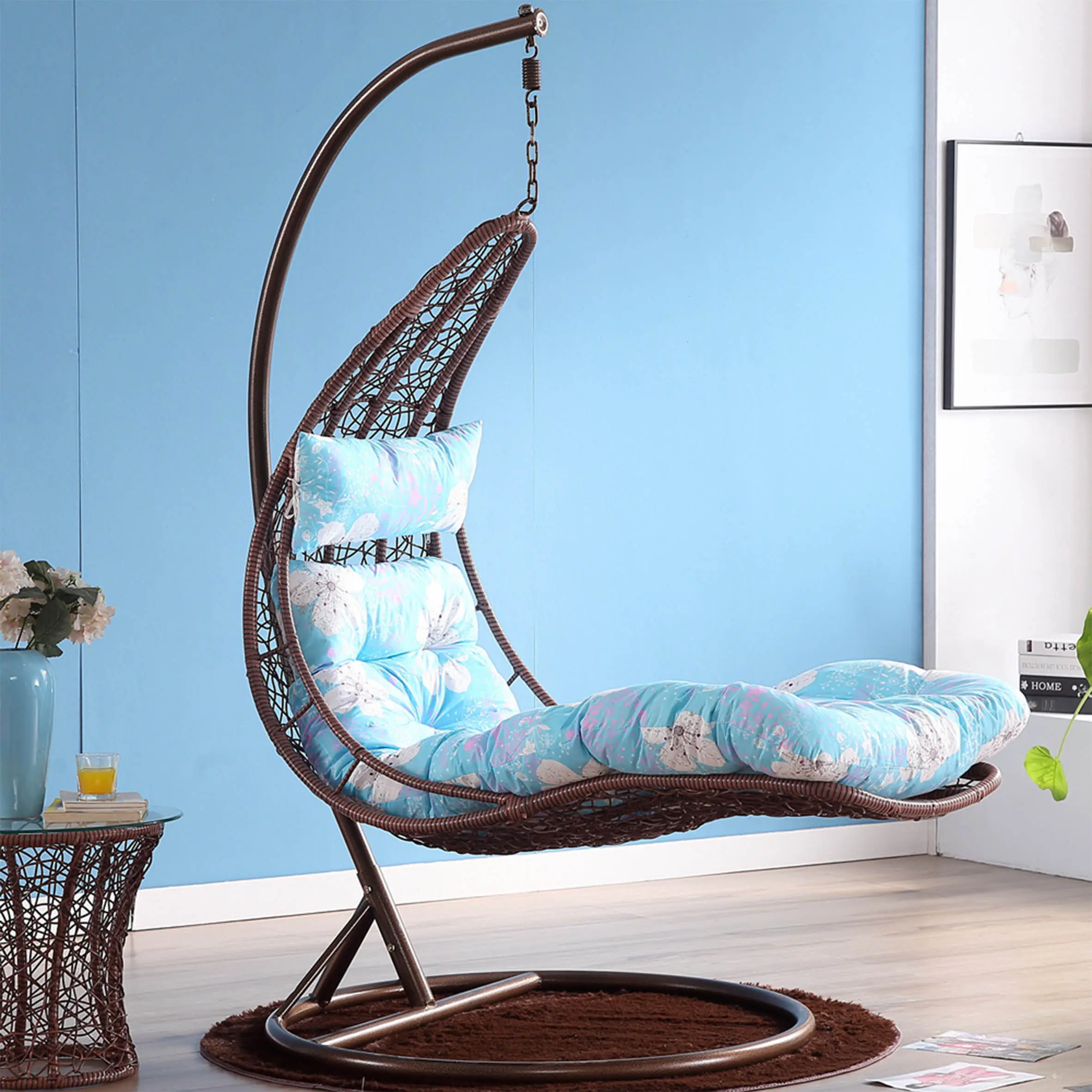 Popüler tasarım sallanan Rattan açık eğlence hamak bahçe seti, üretici için sallanır sandalye/