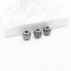 yunnique Stainless Steel Round Beads With Floral Pattern For Bracelet Making 8mm Casting Metal <b>Spacer</b> Beads - Product Image 2