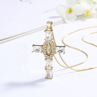 Pendentif en cristal d'or 18K de croix religieuse simple unisexe blanc transparent pour la fabrication de bijoux collier