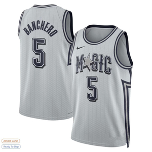 Vente en gros personnalisée <span class=keywords><strong>Orlando</strong></span> <span class=keywords><strong>Magic</strong></span> # 5 # <span class=keywords><strong>Maillot</strong></span> de basket-ball gris édition City en maille poly, unisexe, adulte, manches courtes, transfrontalier - Product Image 2