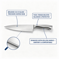 Couteau de chef professionnel forgé à la main, ultra-affûté, en acier inoxydable 3Cr13, manche ergonomique antidérapant, 19 cm, ambidextre