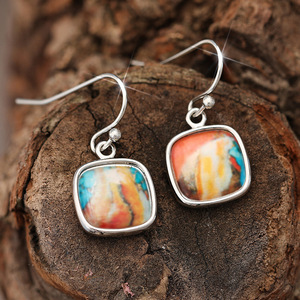 Orecchini Pendenti Geometrici Colorati per Donne, Gioielli Artistici Vintage di Tendenza - Product Image 4