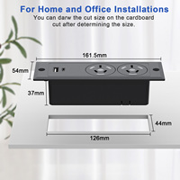 Prise de bureau encastrée ETL 10A à charge rapide industrielle, 3 prises standard USA, 2 ports USB A/C PD 20W