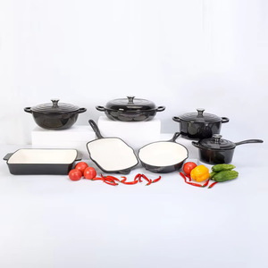 Geling, meilleur prix, ensembles <span class=keywords><strong>de</strong></span> casseroles en fonte antiadhésive, vente en gros d'usine, ensembles <span class=keywords><strong>de</strong></span> casseroles et poêles <span class=keywords><strong>de</strong></span> cuisine émaillées rouges - Product Image 5